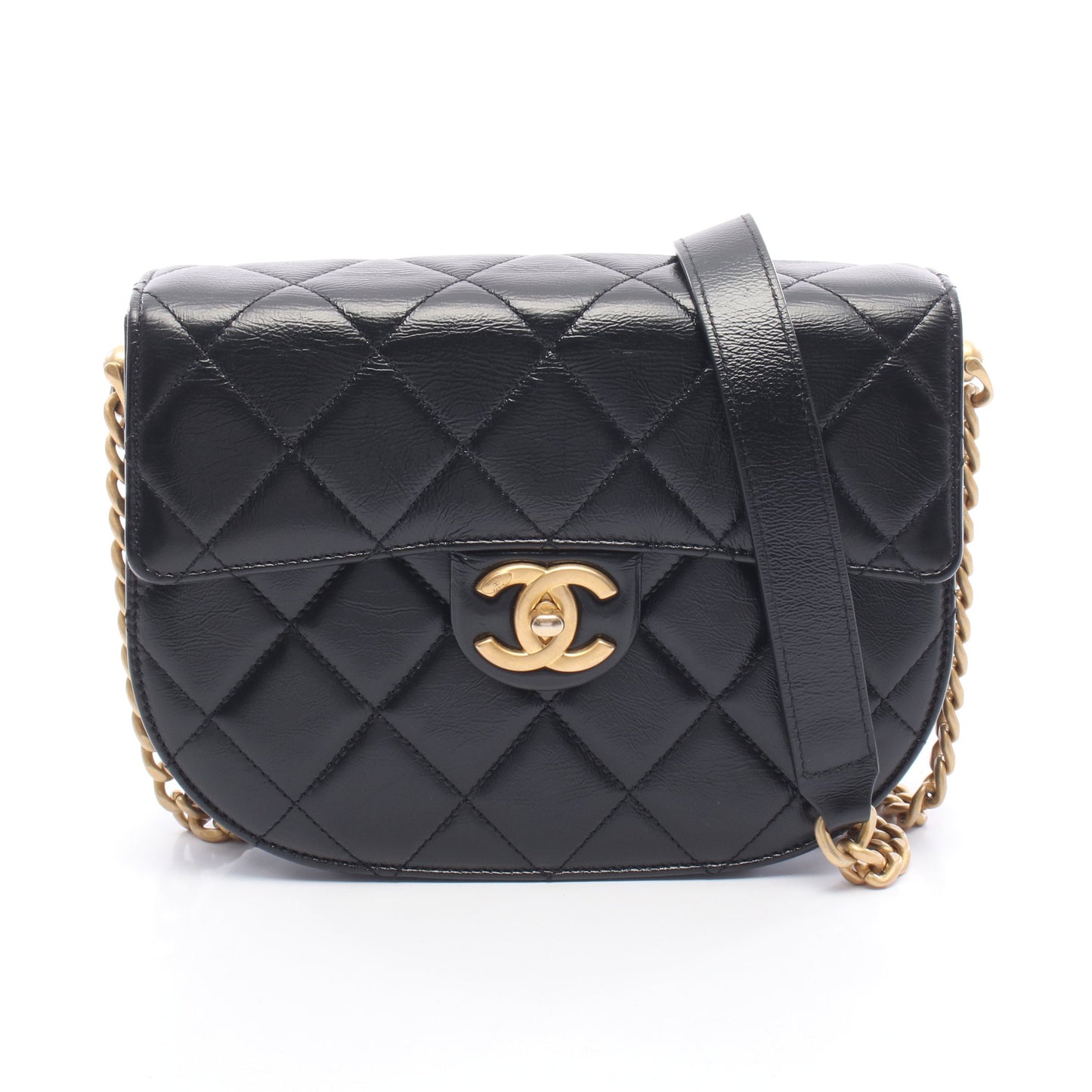 マトラッセ チェーンショルダーバッグ レザー ブラック ゴールド金具 シャネル バッグ CHANEL