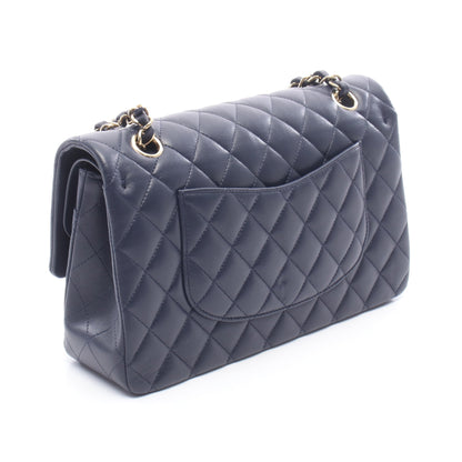 マトラッセ Wフラップ Wチェーンショルダーバッグ レザー ネイビー ゴールド金具 シャネル バッグ CHANEL