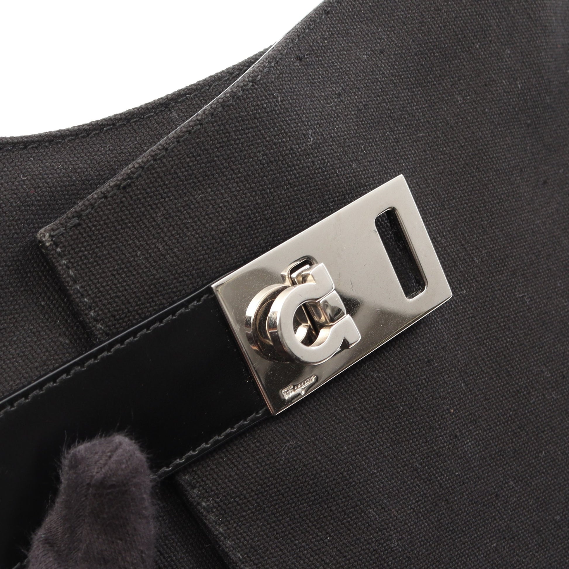 ガンチーニ ワンショルダーバッグ キャンバス レザー ブラック サルヴァトーレフェラガモ バッグ Salvatore Ferragamo