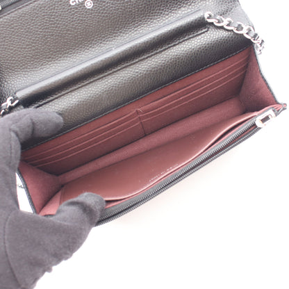 マトラッセ チェーンウォレット キャビアスキン ブラック シルバー金具 シャネル バッグ CHANEL