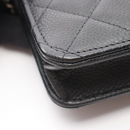 マトラッセ チェーンウォレット キャビアスキン ブラック シルバー金具 シャネル バッグ CHANEL