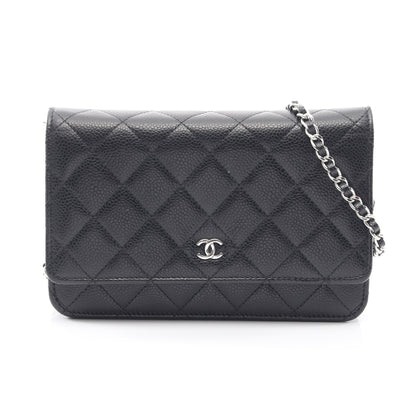 マトラッセ チェーンウォレット キャビアスキン ブラック シルバー金具 シャネル バッグ CHANEL