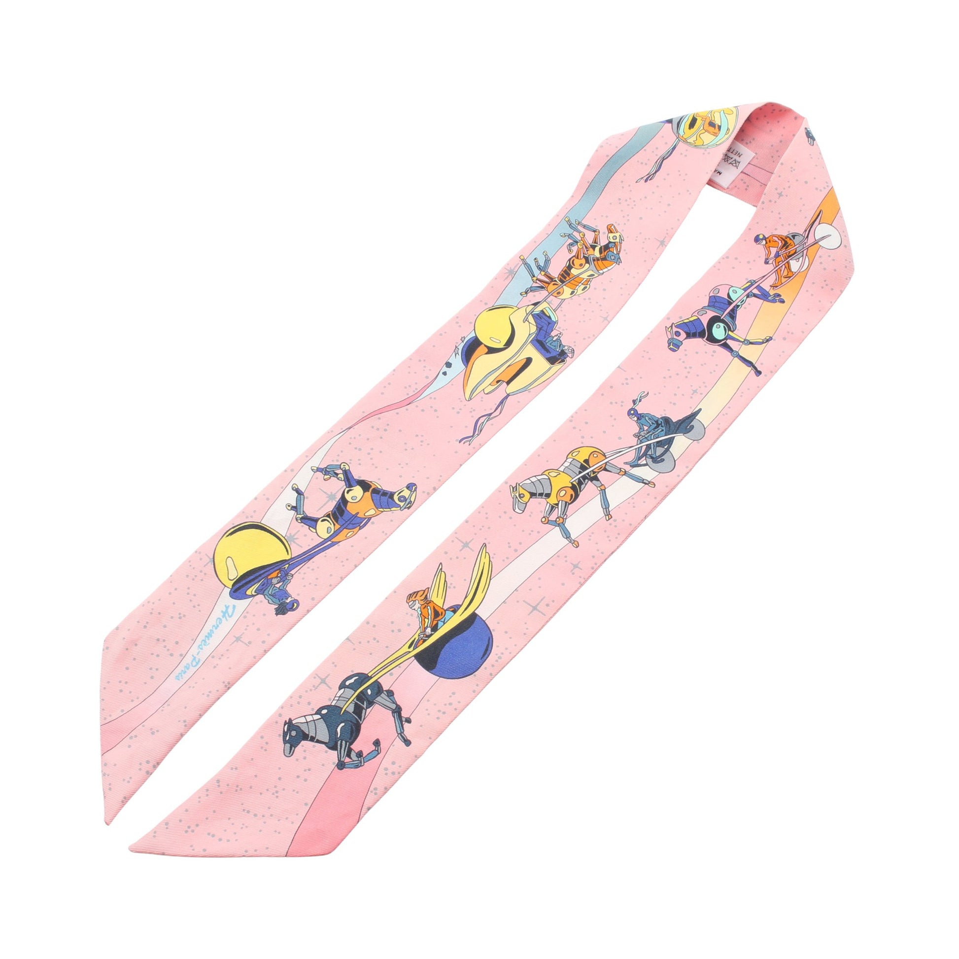 ツイリー SPACE DERBY リボン スカーフ シルク ピンク マルチカラー エルメス 財布・小物 HERMES