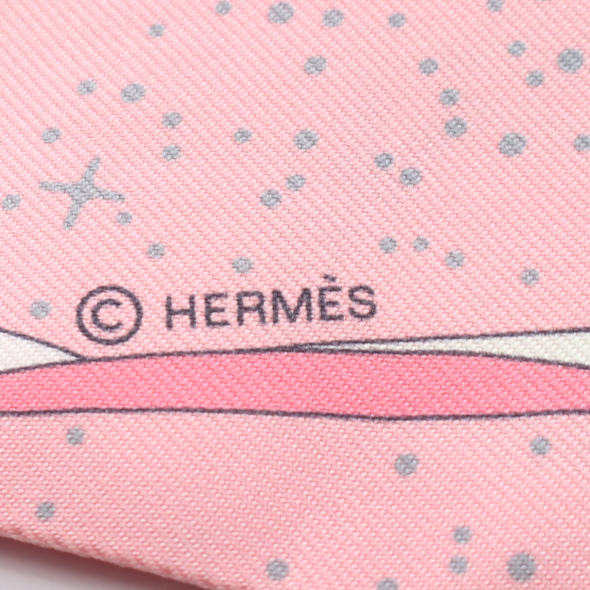 ツイリー SPACE DERBY リボン スカーフ シルク ピンク マルチカラー エルメス 財布・小物 HERMES