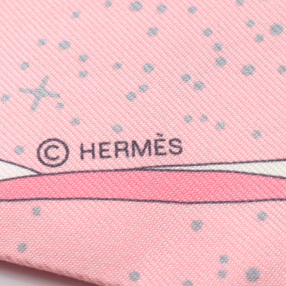 ツイリー SPACE DERBY リボン スカーフ シルク ピンク マルチカラー エルメス 財布・小物 HERMES