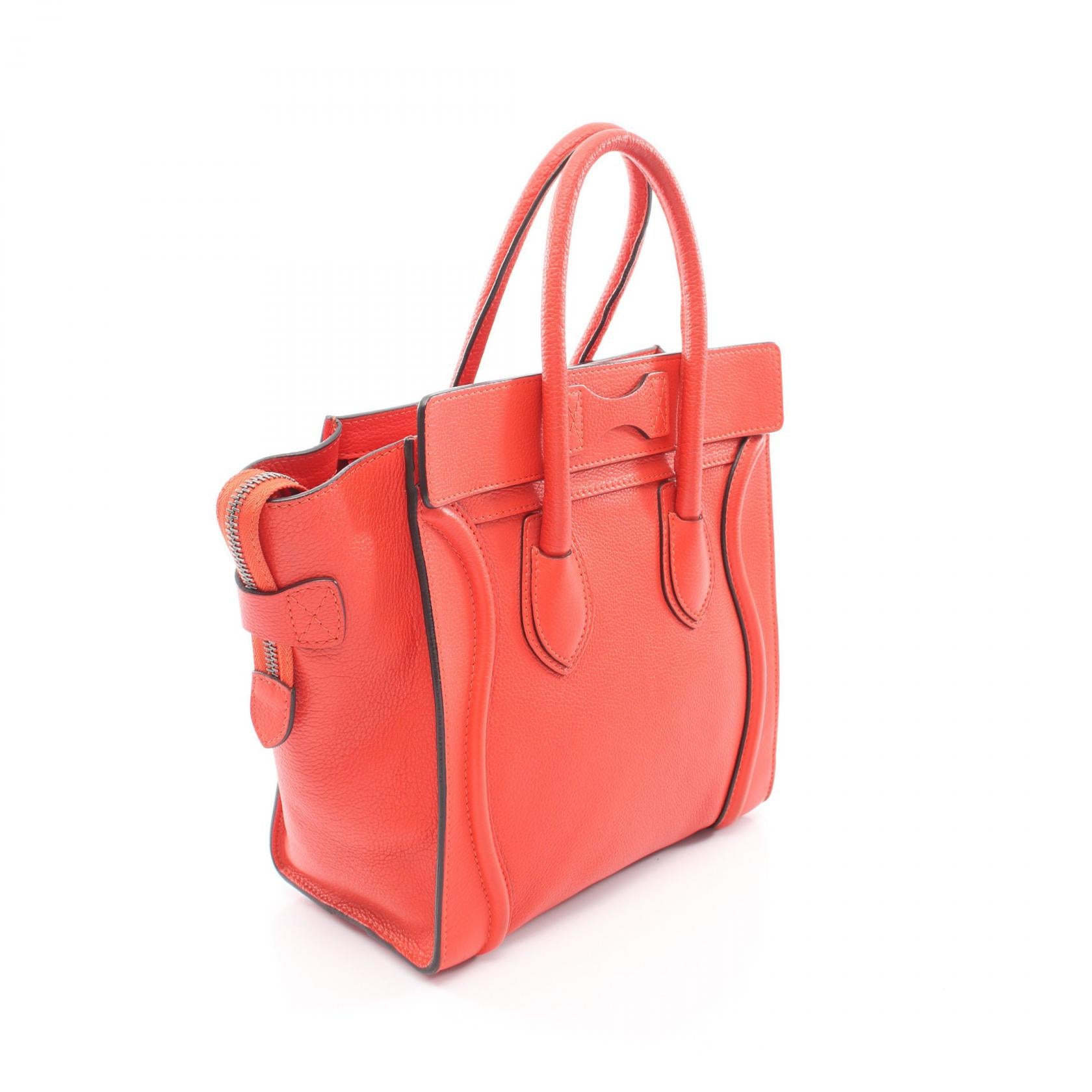 ラゲージ マイクロショッパー ハンドバッグ トートバッグ レザー オレンジレッド セリーヌ バッグ CELINE