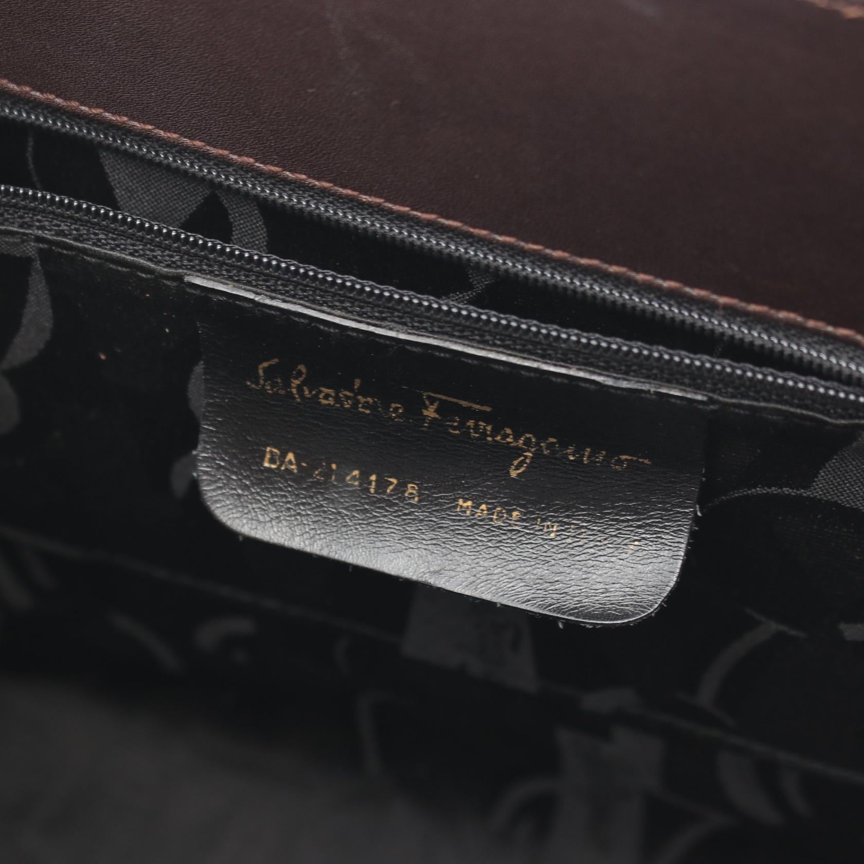 ヴァラリボン ハンドバッグ レザー ダークブラウン サルヴァトーレフェラガモ バッグ Salvatore Ferragamo