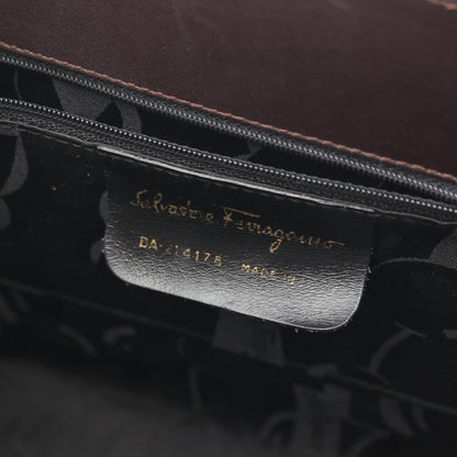 ヴァラリボン ハンドバッグ レザー ダークブラウン サルヴァトーレフェラガモ バッグ Salvatore Ferragamo
