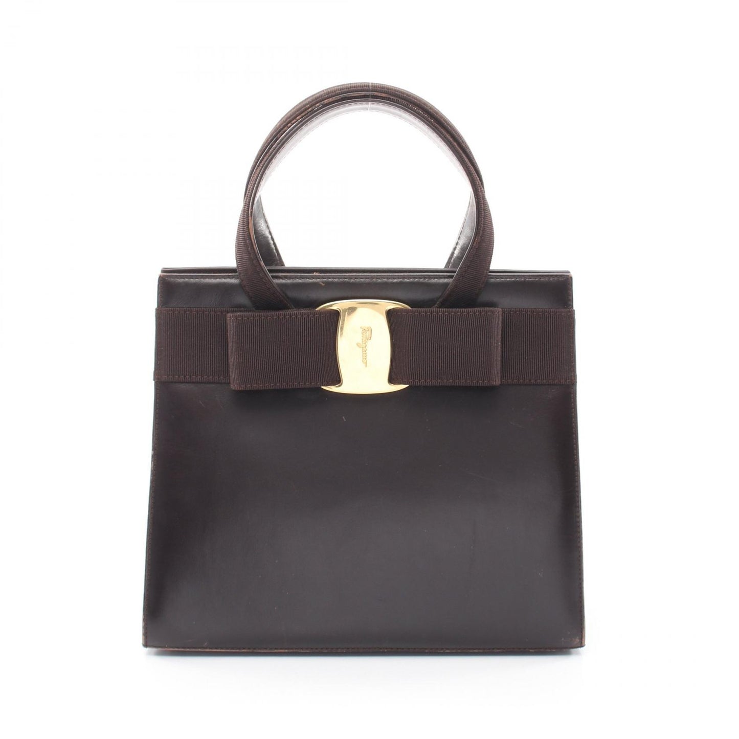 ヴァラリボン ハンドバッグ レザー ダークブラウン サルヴァトーレフェラガモ バッグ Salvatore Ferragamo