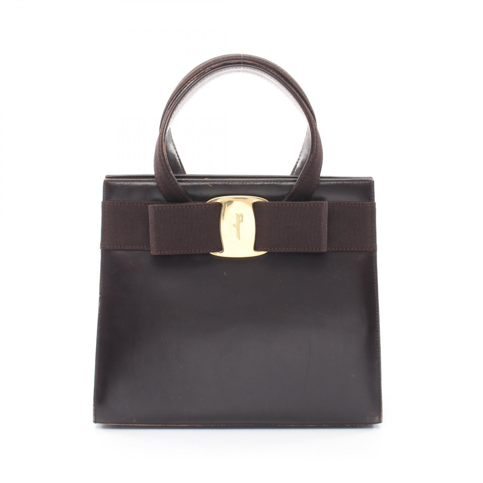 ヴァラリボン ハンドバッグ レザー ダークブラウン サルヴァトーレフェラガモ バッグ Salvatore Ferragamo