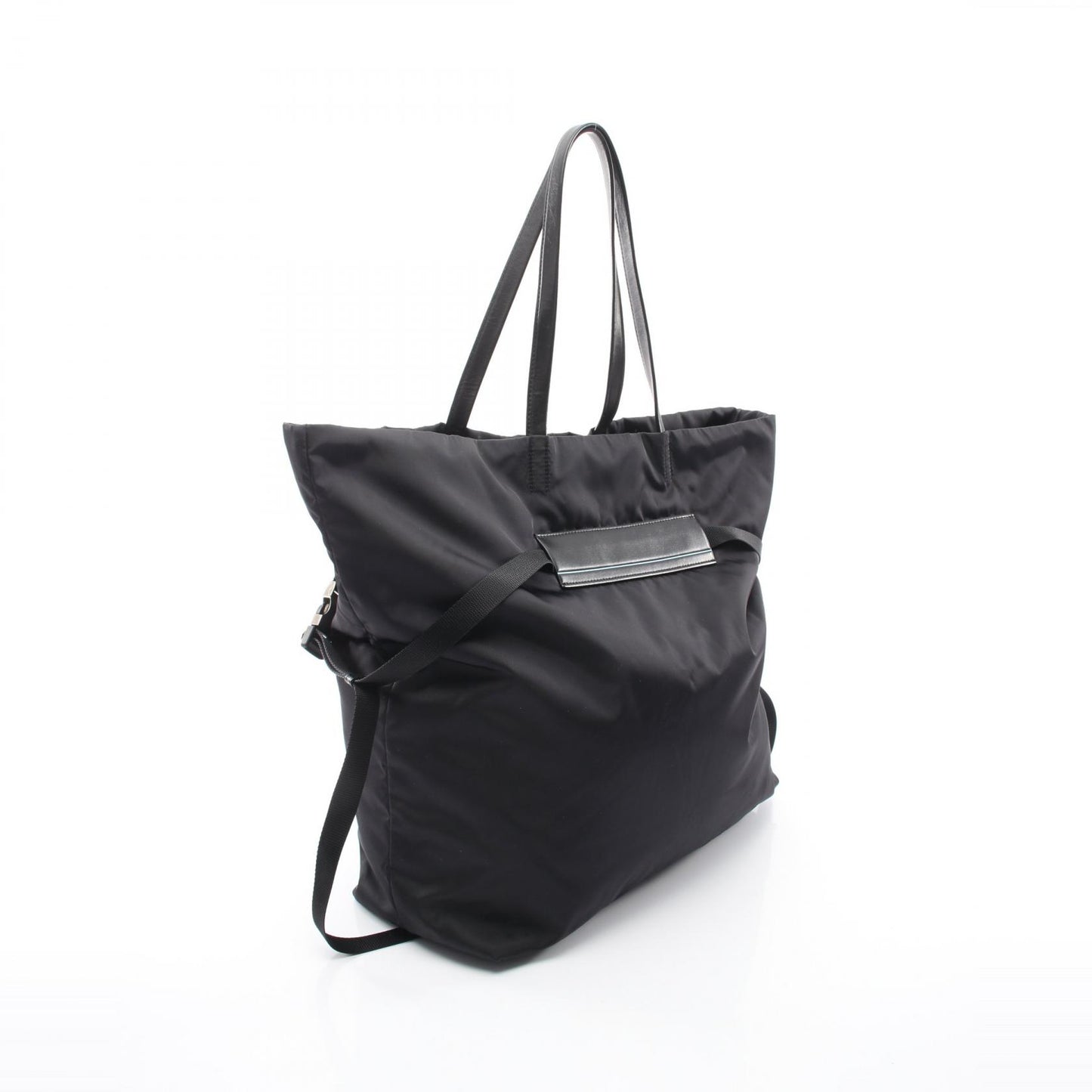 TESSUTO ショルダーバッグ トートバッグ ナイロン レザー ブラック プラダ バッグ PRADA