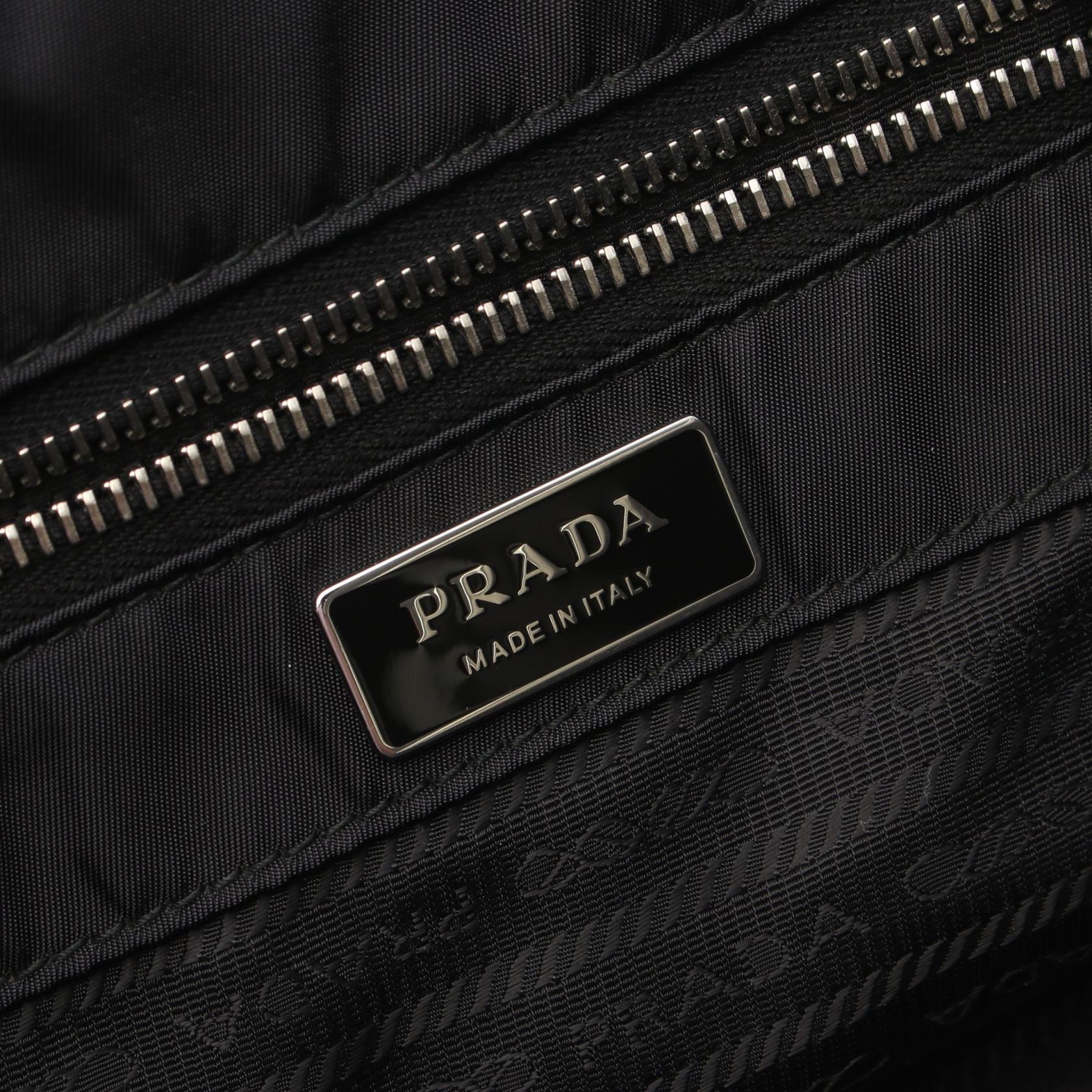 TESSUTO ショルダーバッグ トートバッグ ナイロン レザー ブラック プラダ バッグ PRADA