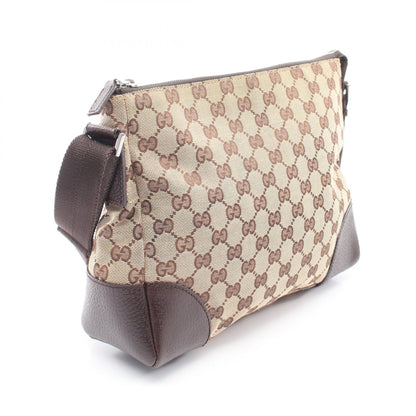 GGキャンバス ショルダーバッグ キャンバス レザー ベージュ ダークブラウン グッチ バッグ GUCCI