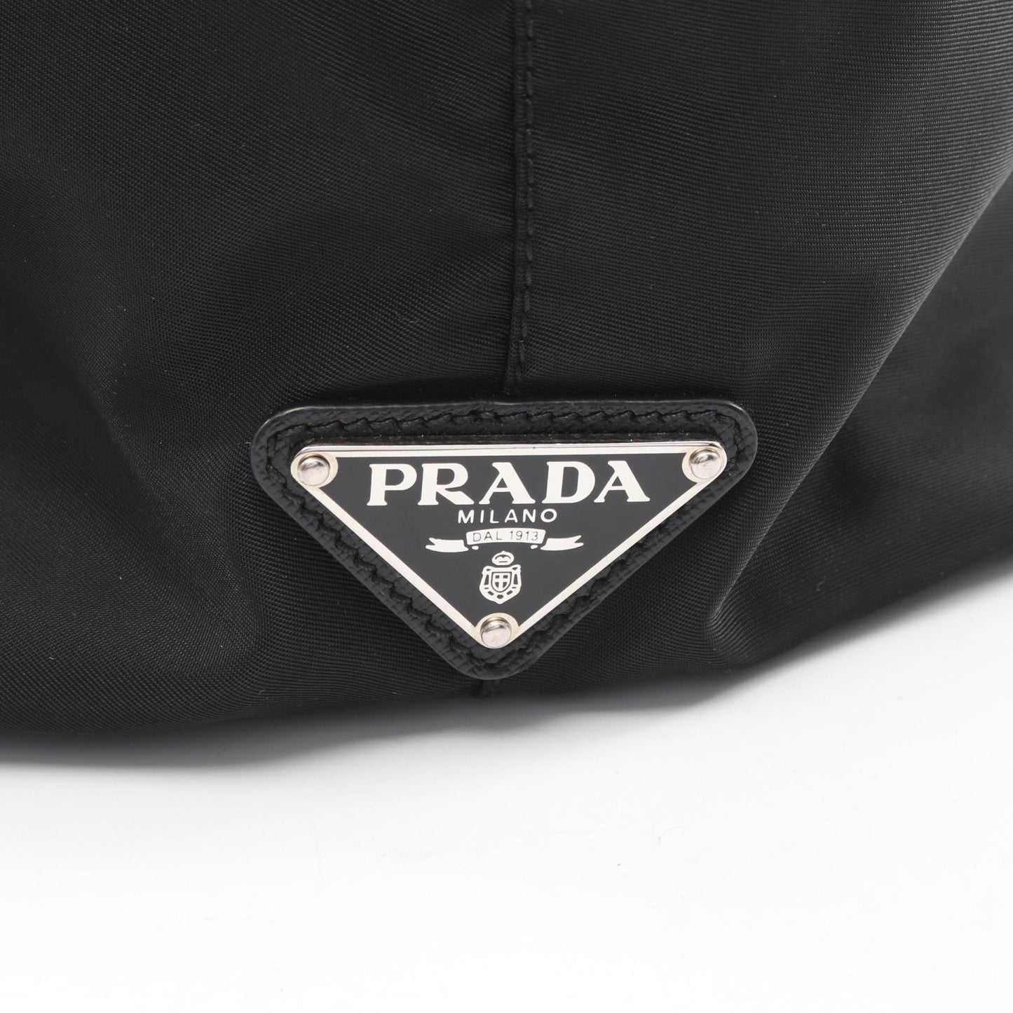 スカル スタッズ 2WAY ハンドバッグ トートバッグ ナイロン サフィアーノレザー ブラック プラダ バッグ PRADA