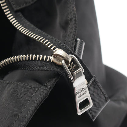 スカル スタッズ 2WAY ハンドバッグ トートバッグ ナイロン サフィアーノレザー ブラック プラダ バッグ PRADA