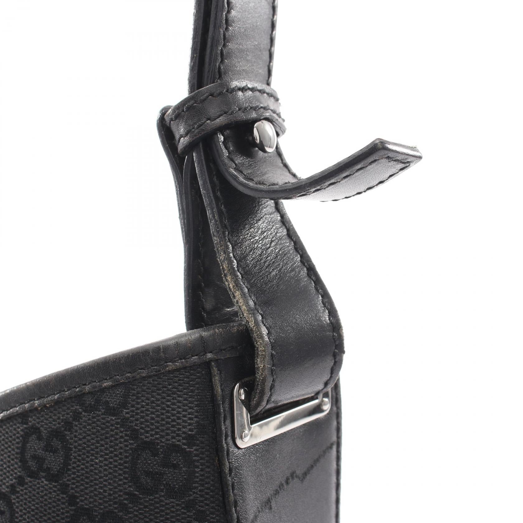 ジャッキー GGキャンバス ワンショルダーバッグ キャンバス レザー ブラック グッチ バッグ GUCCI