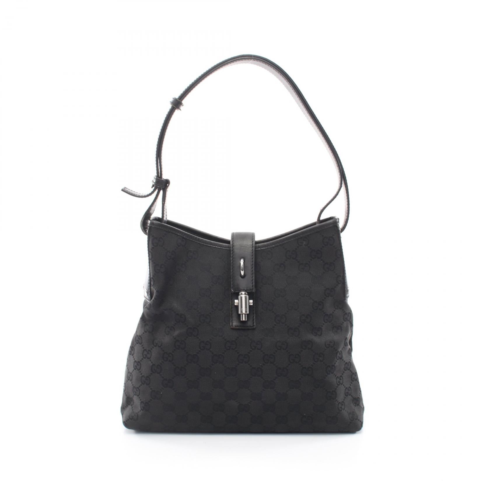 ジャッキー GGキャンバス ワンショルダーバッグ キャンバス レザー ブラック グッチ バッグ GUCCI