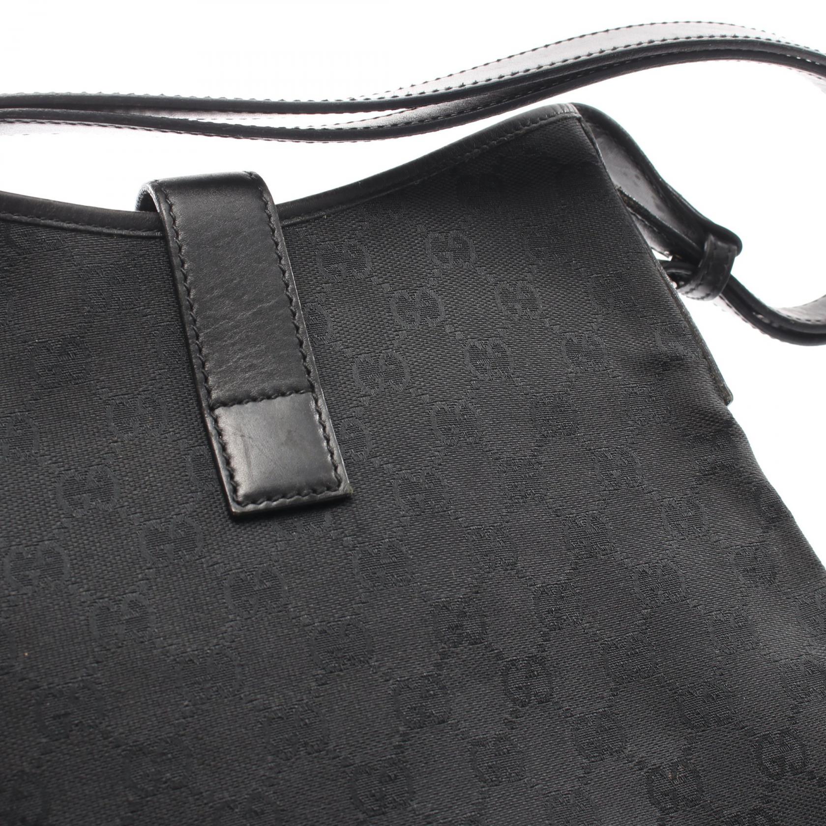 ジャッキー GGキャンバス ワンショルダーバッグ キャンバス レザー ブラック グッチ バッグ GUCCI