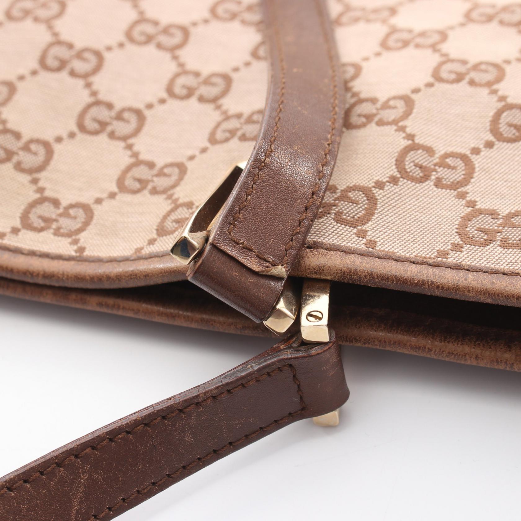 GG柄 ハンドバッグ トートバッグ キャンバス レザー ダークブラウン ベージュ グッチ バッグ GUCCI