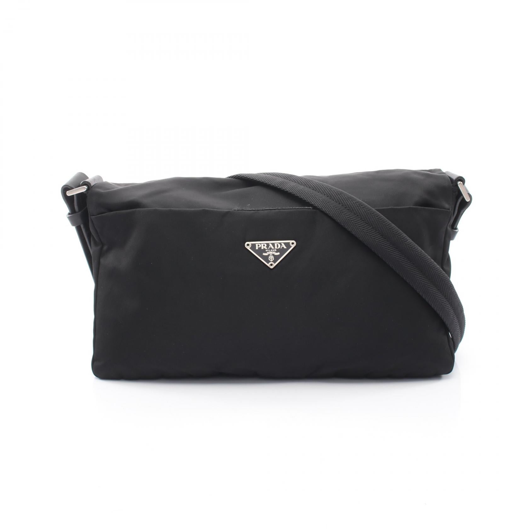 トライアングルロゴ ショルダーバッグ ナイロン レザー ブラック プラダ バッグ PRADA