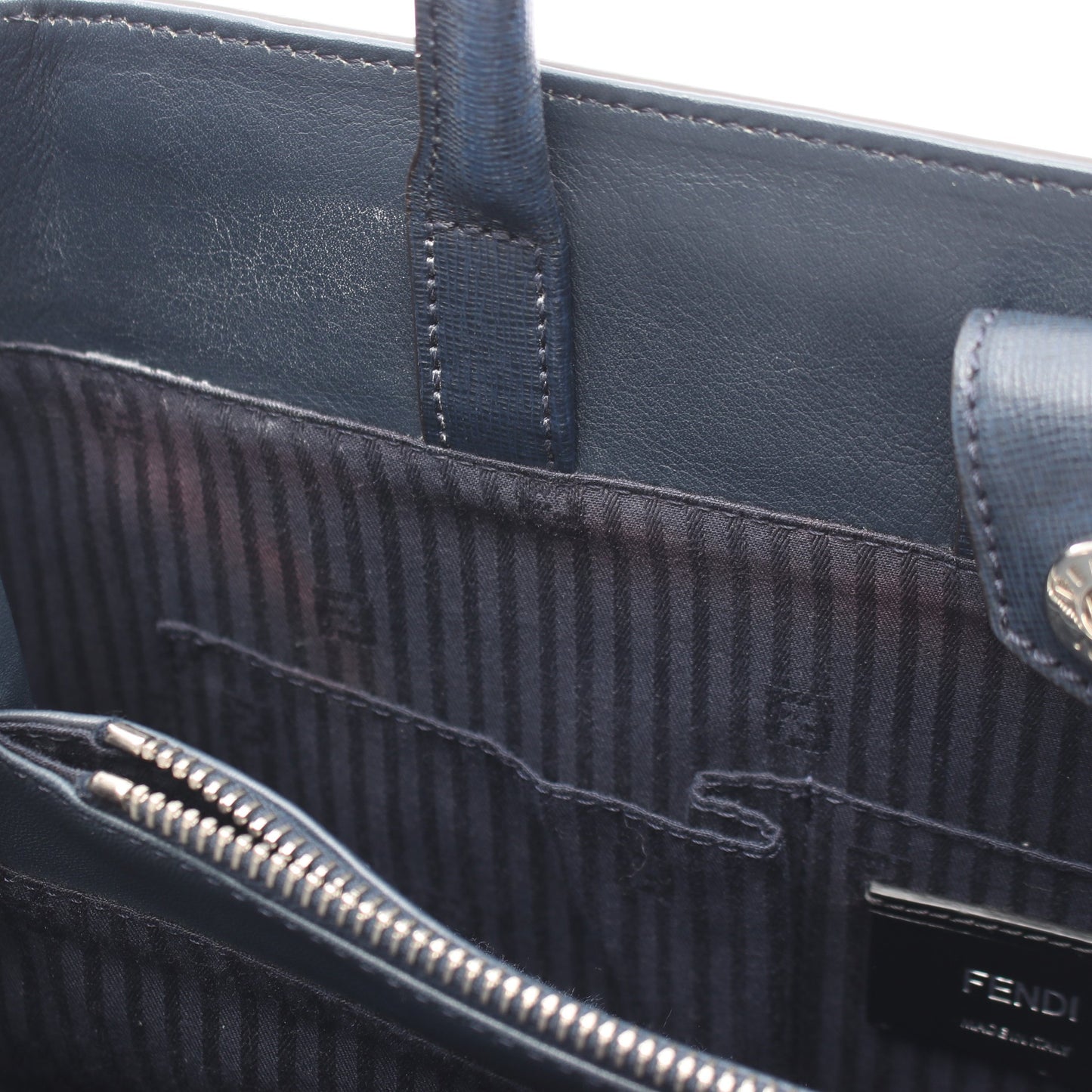 2JOURS トゥージュール 2WAY ハンドバッグ レザー ネイビー ブルーグリーン フェンディ バッグ FENDI