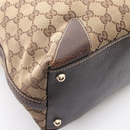 GGキャンバス ハンドバッグ トートバッグ キャンバス レザー ベージュ ダークブラウン グッチ バッグ GUCCI
