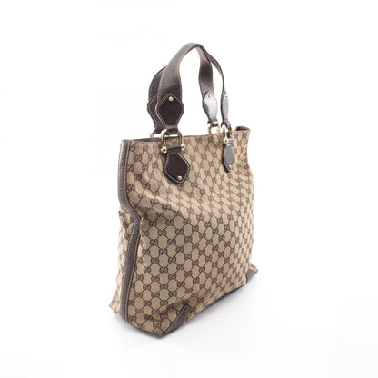 GGキャンバス ハンドバッグ トートバッグ キャンバス レザー ベージュ ダークブラウン グッチ バッグ GUCCI