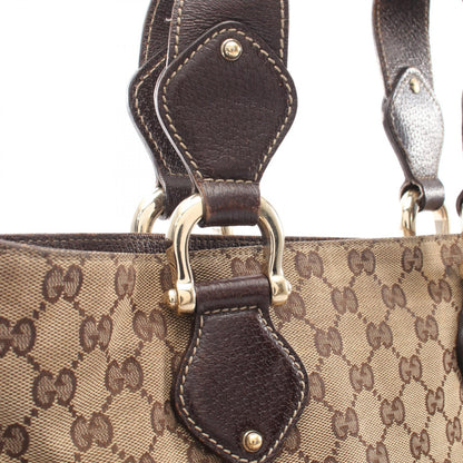 GGキャンバス ハンドバッグ トートバッグ キャンバス レザー ベージュ ダークブラウン グッチ バッグ GUCCI