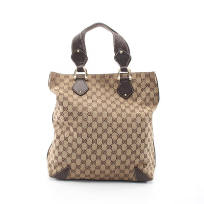 GGキャンバス ハンドバッグ トートバッグ キャンバス レザー ベージュ ダークブラウン グッチ バッグ GUCCI