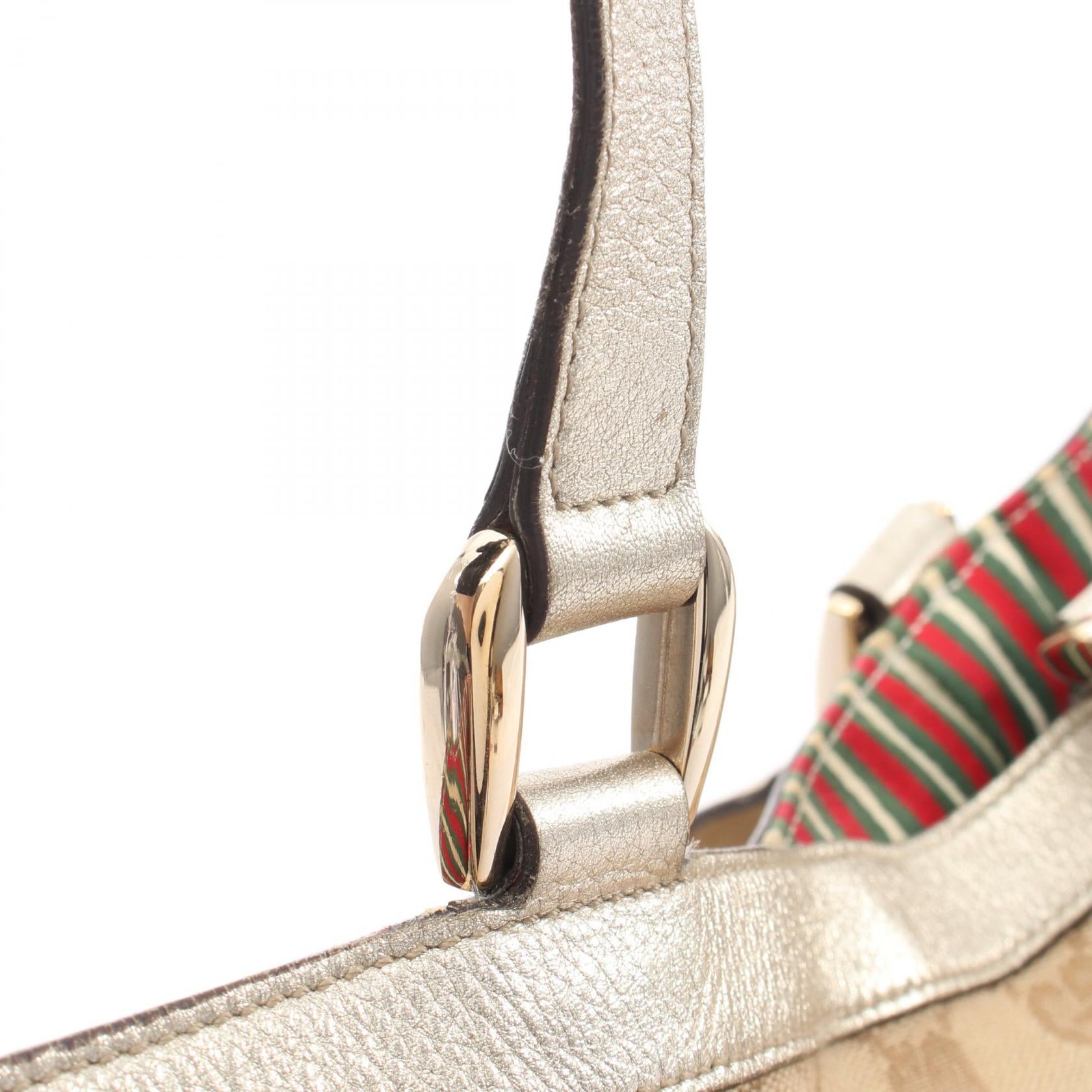 アビー GGキャンバス ハンドバッグ トートバッグ キャンバス レザー ベージュ ゴールド グッチ バッグ GUCCI