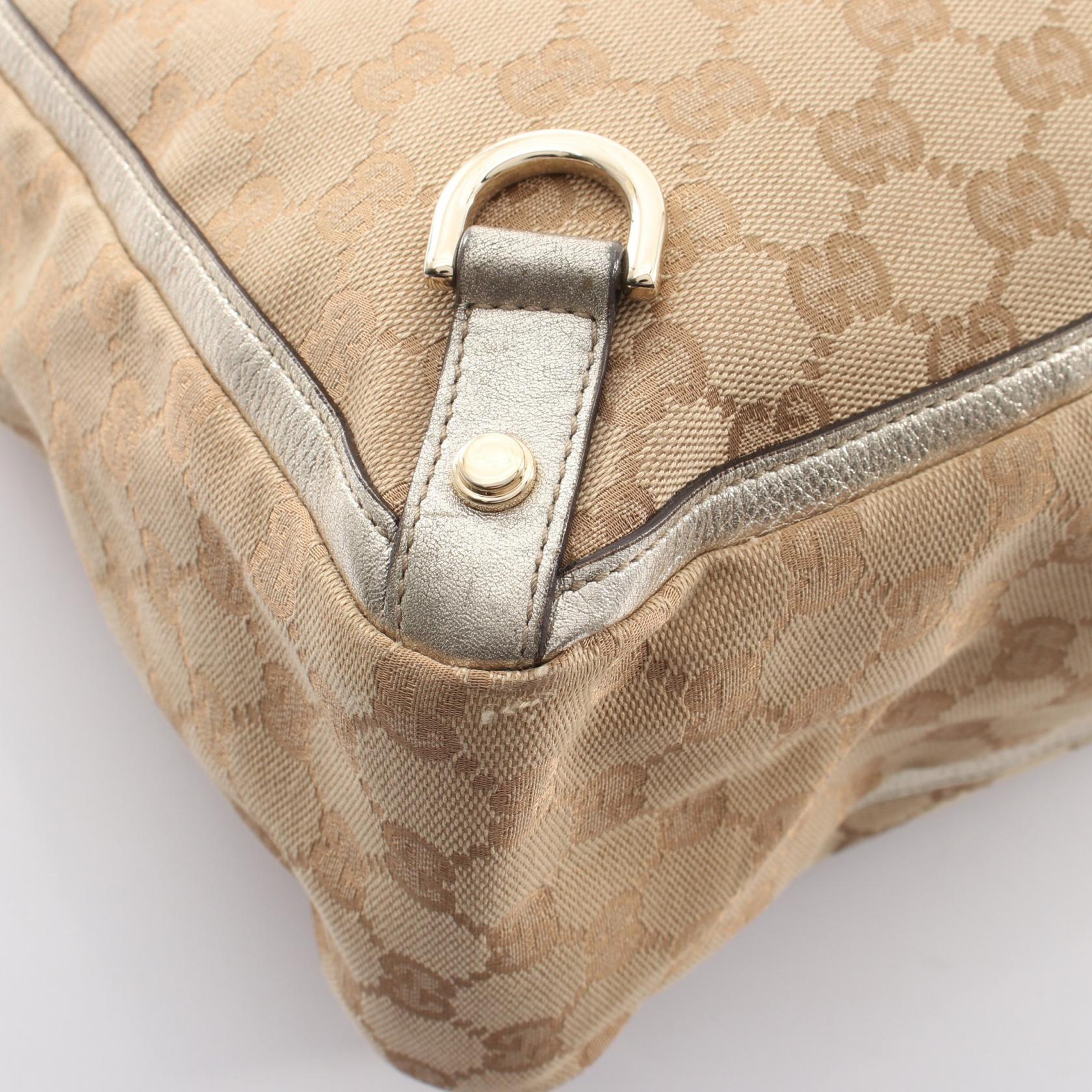 アビー GGキャンバス ハンドバッグ トートバッグ キャンバス レザー ベージュ ゴールド グッチ バッグ GUCCI