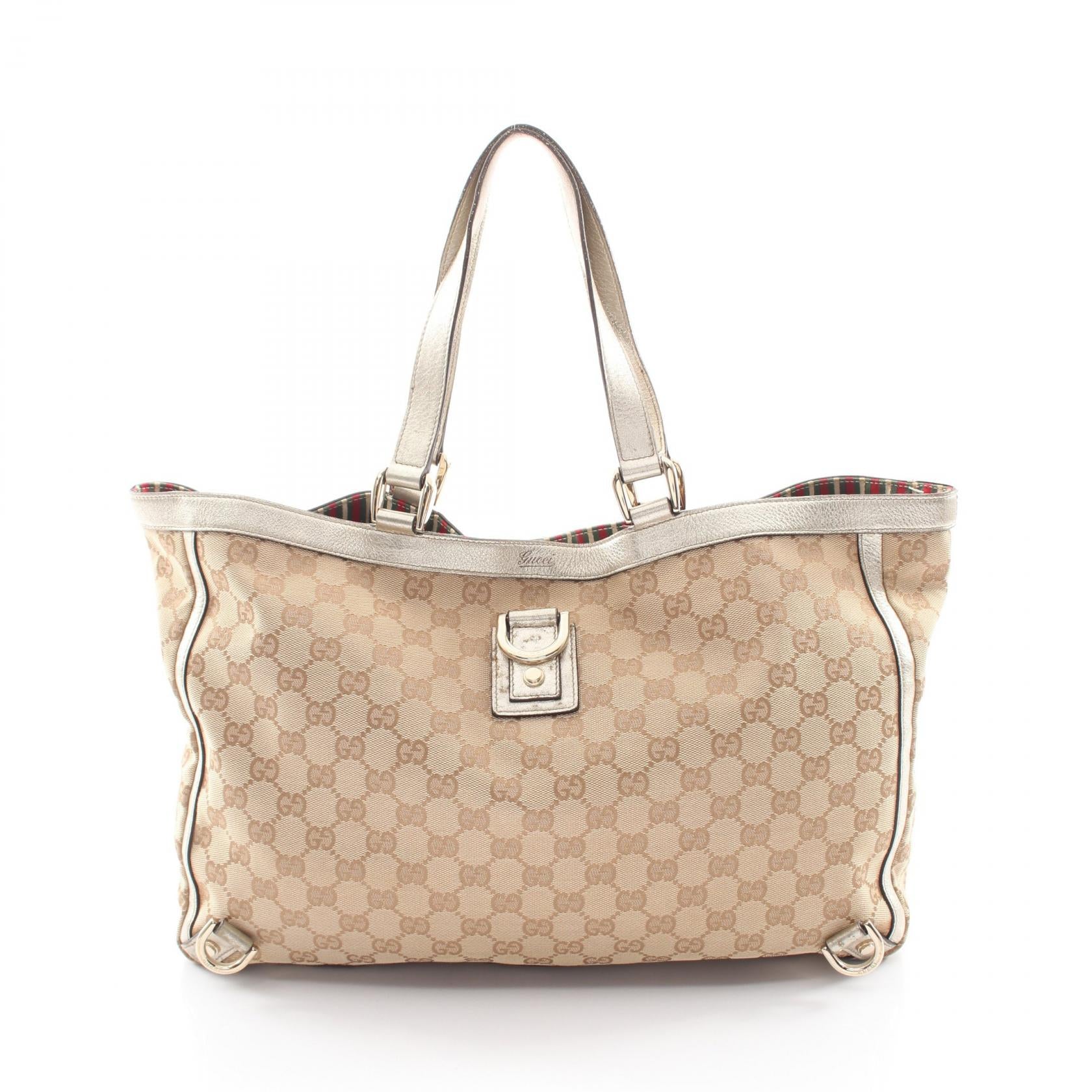 アビー GGキャンバス ハンドバッグ トートバッグ キャンバス レザー ベージュ ゴールド グッチ バッグ GUCCI