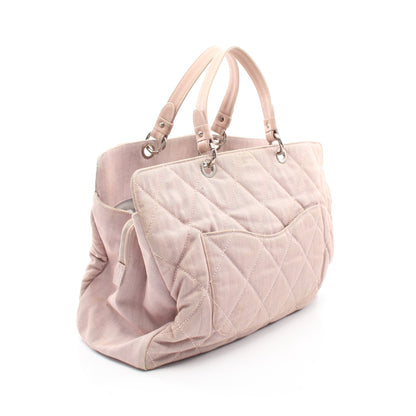ココマーク ハンドバッグ トートバッグ キャンバス レザー ライトピンク シルバー金具 シャネル バッグ CHANEL