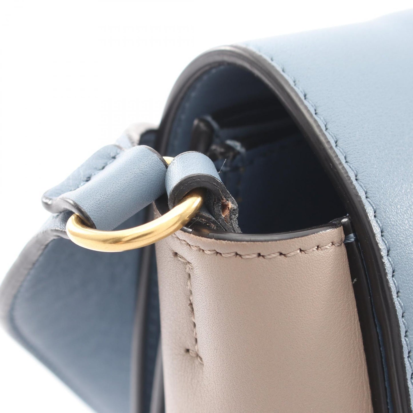 フレーム ミディアム ショルダーバッグ レザー グレーベージュ ブルーグレー セリーヌ バッグ CELINE