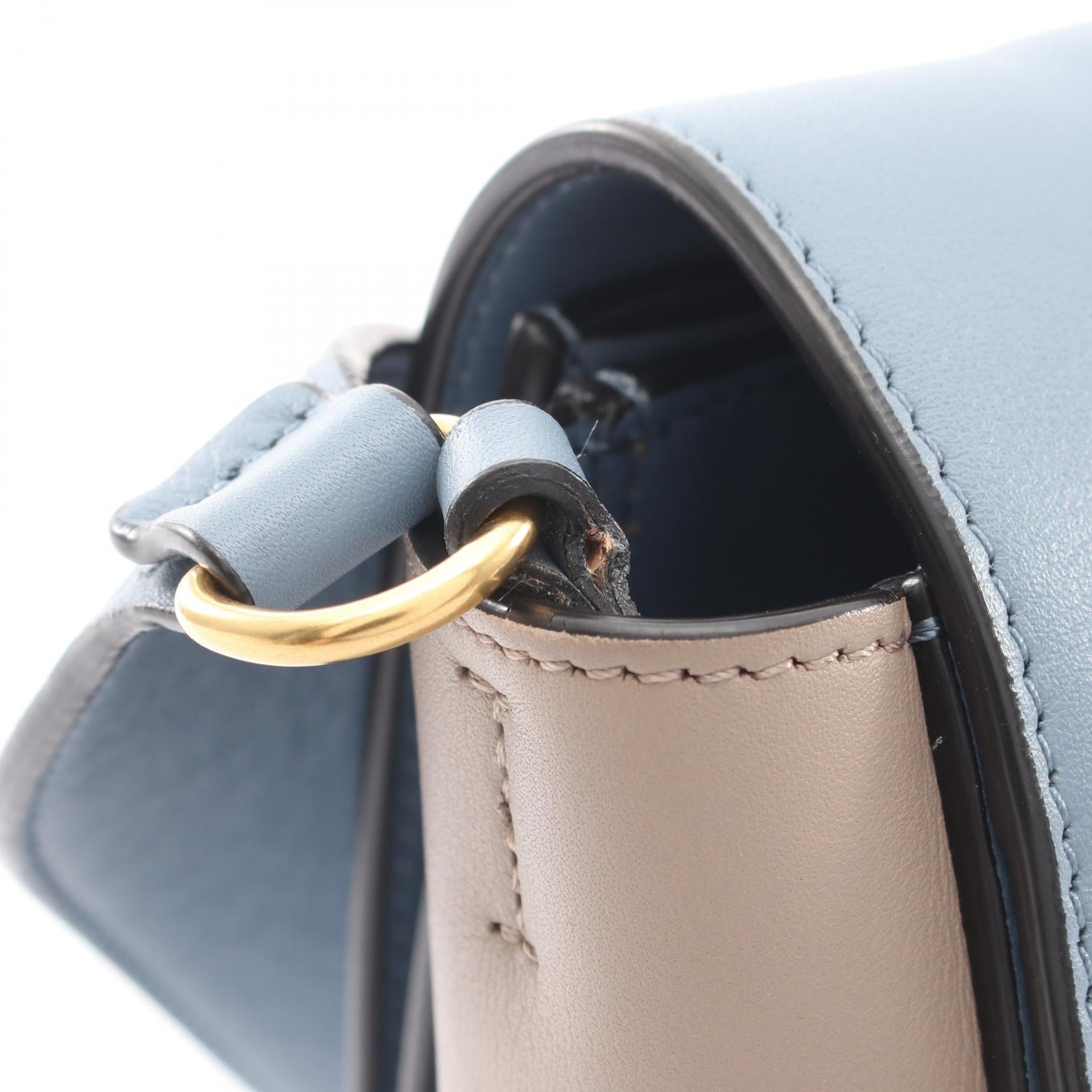 フレーム ミディアム ショルダーバッグ レザー グレーベージュ ブルーグレー セリーヌ バッグ CELINE