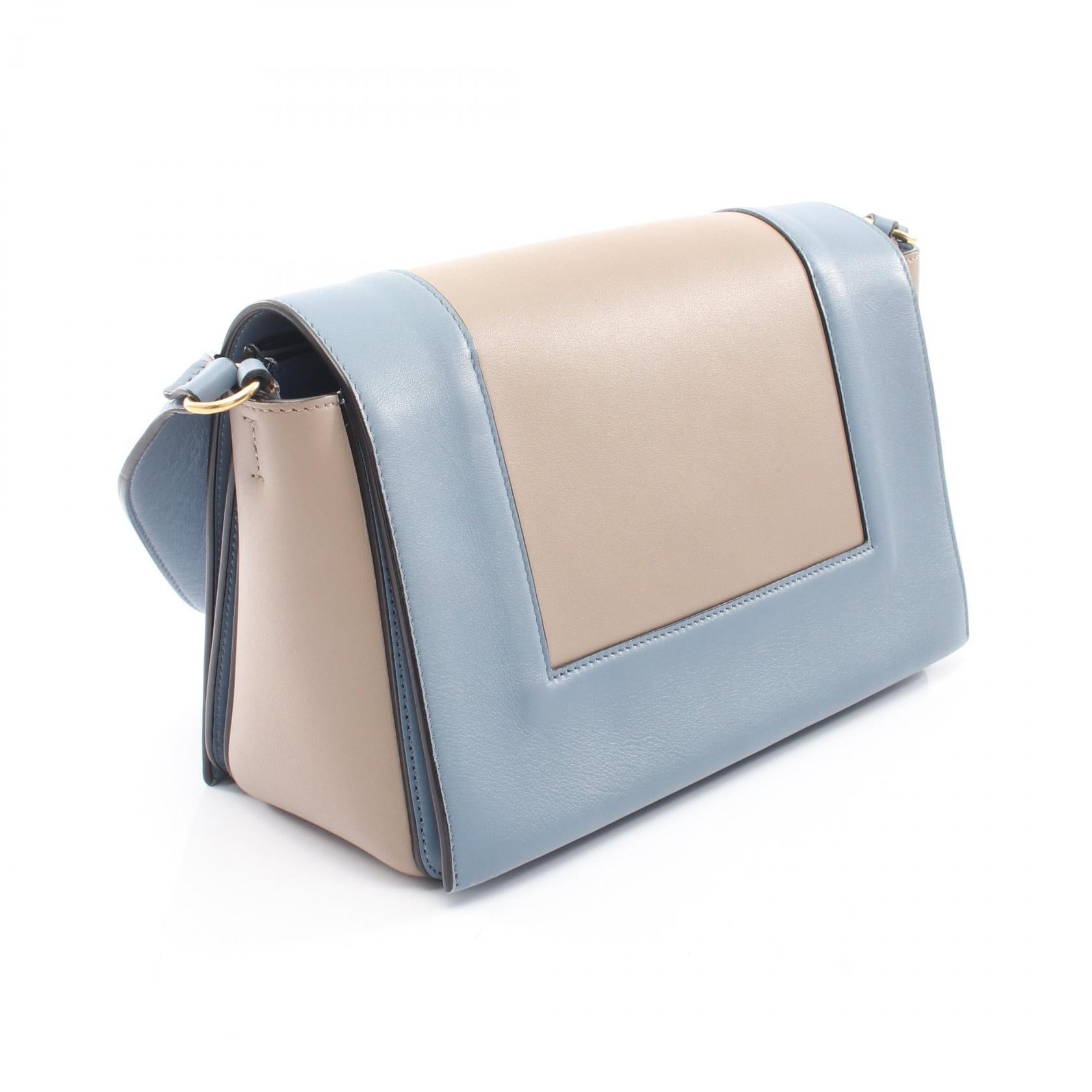 フレーム ミディアム ショルダーバッグ レザー グレーベージュ ブルーグレー セリーヌ バッグ CELINE