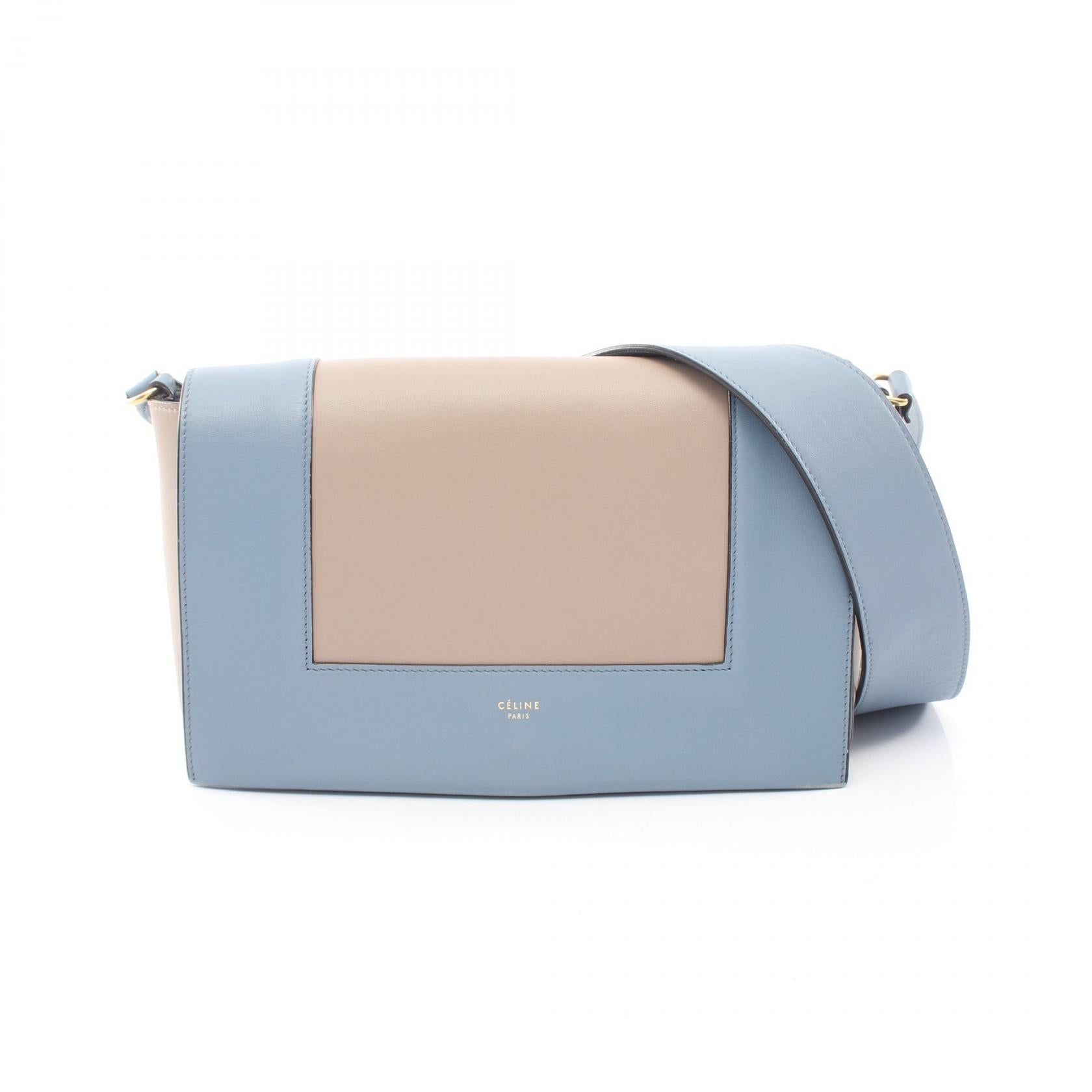 フレーム ミディアム ショルダーバッグ レザー グレーベージュ ブルーグレー セリーヌ バッグ CELINE