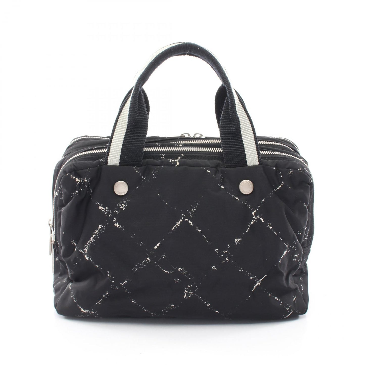 旧トラベルライン ハンドバッグ ナイロン ブラック シルバー金具 シャネル バッグ CHANEL
