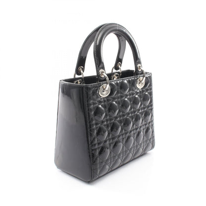 LADY DIOR レディディオール カナージュ 2WAY ハンドバッグ エナメルレザー ブラック クリスチャンディオール バッグ Christian Dior