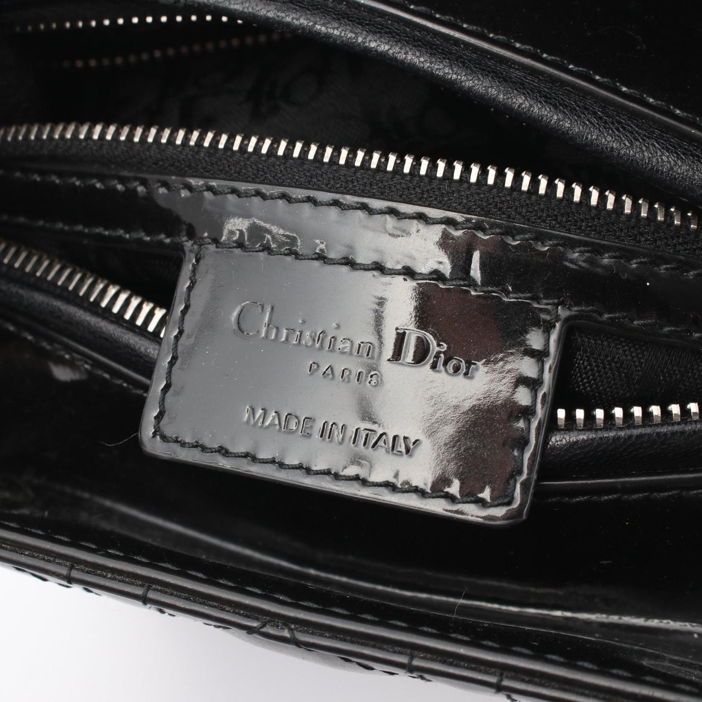 LADY DIOR レディディオール カナージュ 2WAY ハンドバッグ エナメルレザー ブラック クリスチャンディオール バッグ Christian Dior