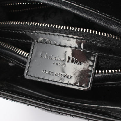 LADY DIOR レディディオール カナージュ 2WAY ハンドバッグ エナメルレザー ブラック クリスチャンディオール バッグ Christian Dior