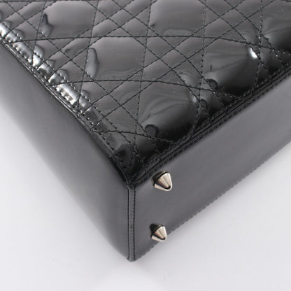 LADY DIOR レディディオール カナージュ 2WAY ハンドバッグ エナメルレザー ブラック クリスチャンディオール バッグ Christian Dior