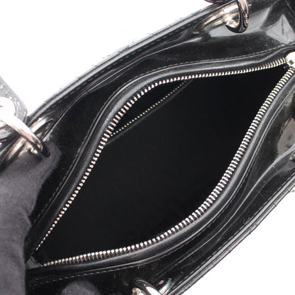 LADY DIOR レディディオール カナージュ 2WAY ハンドバッグ エナメルレザー ブラック クリスチャンディオール バッグ Christian Dior