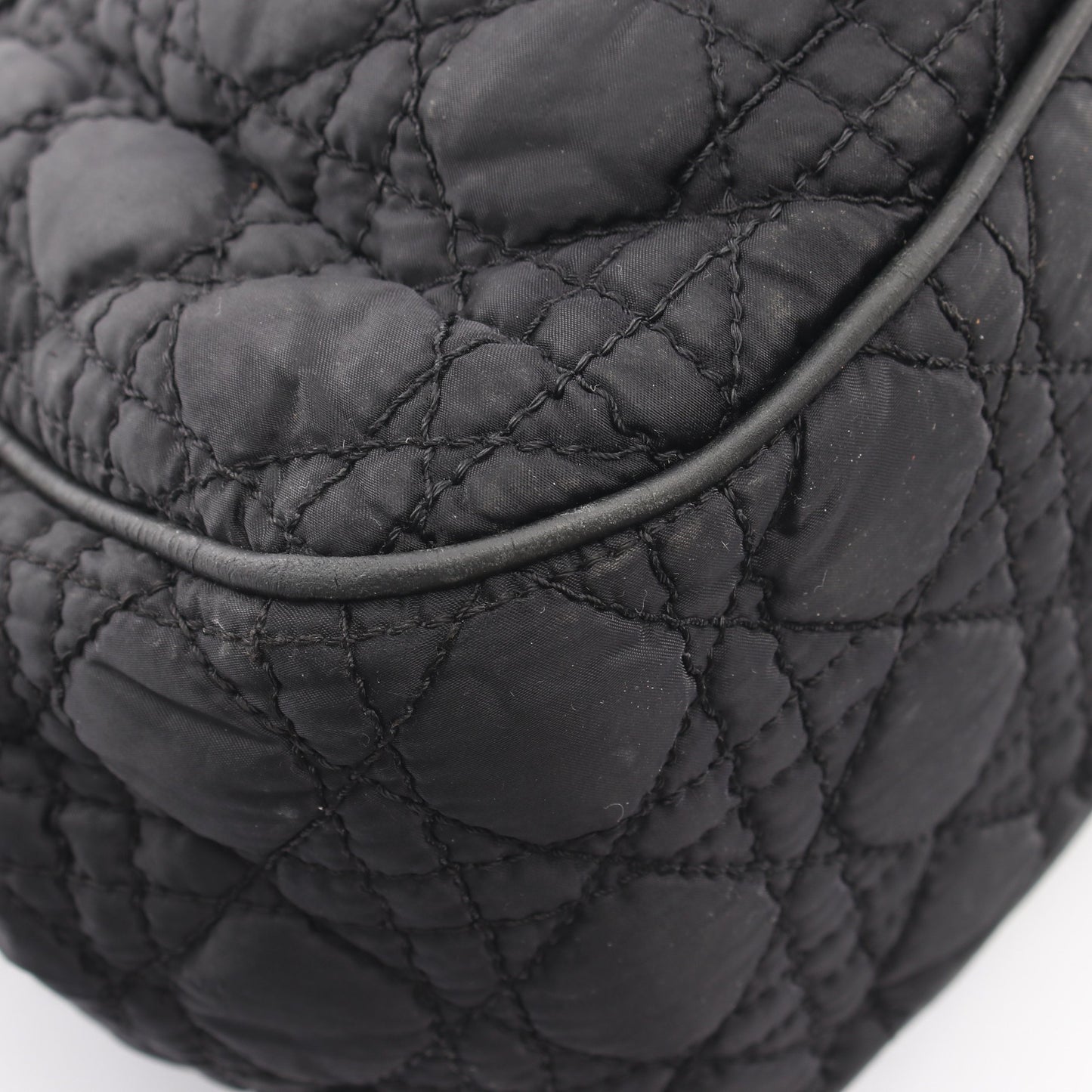カナージュ ラブリー ハンドバッグ ナイロン レザー ブラック クリスチャンディオール バッグ Christian Dior