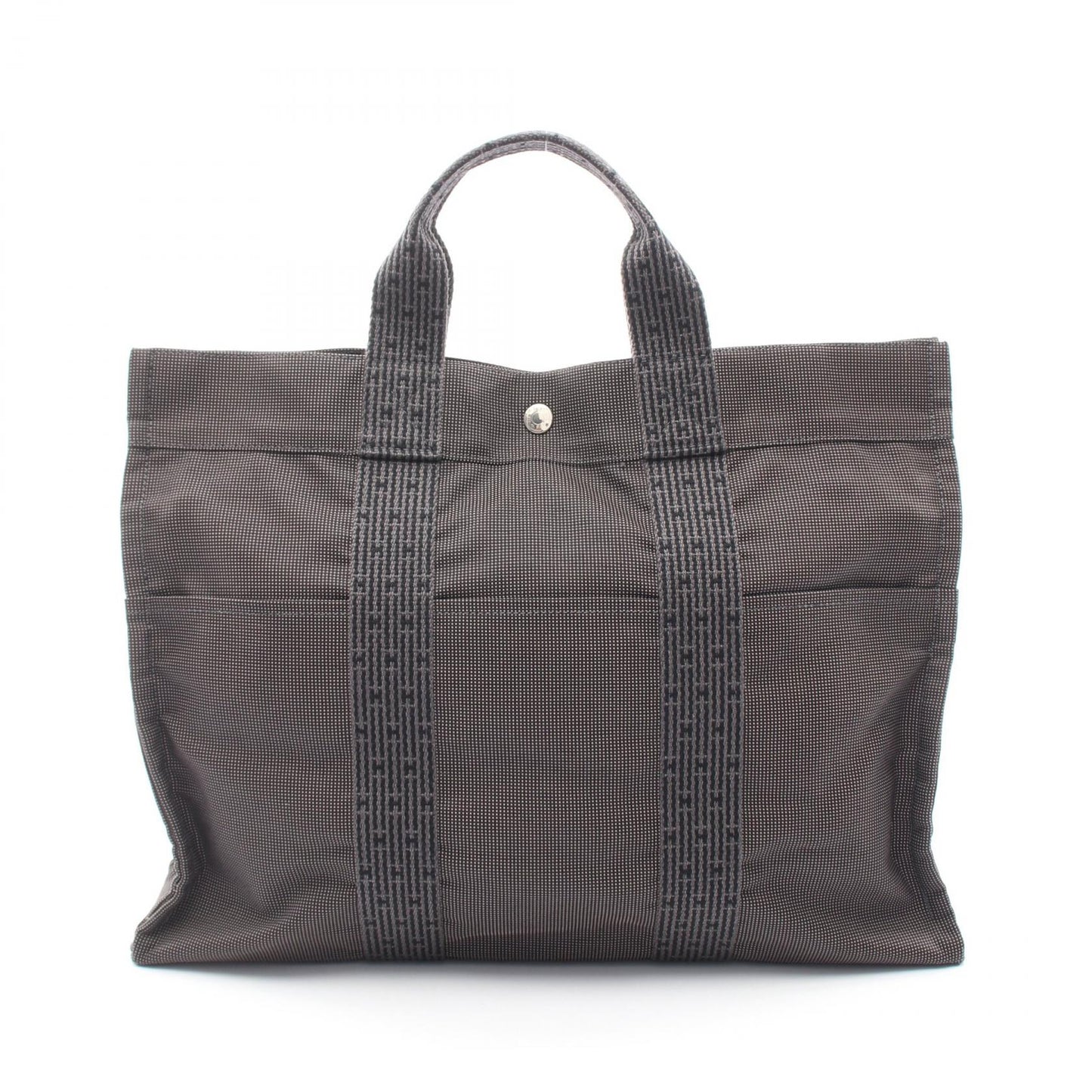 エールラインMM ハンドバッグ トートバッグ ナイロンキャンバス ダークグレー シルバー金具 エルメス バッグ HERMES