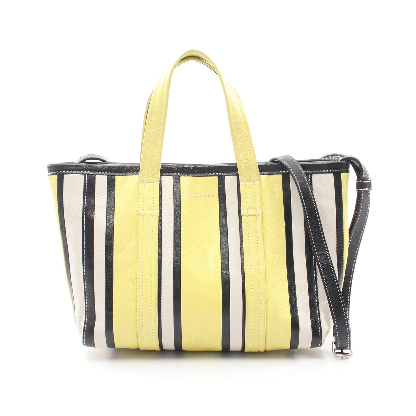 バルベス 2WAY ハンドバッグ レザー イエロー ブラック オフホワイト バレンシアガ バッグ BALENCIAGA