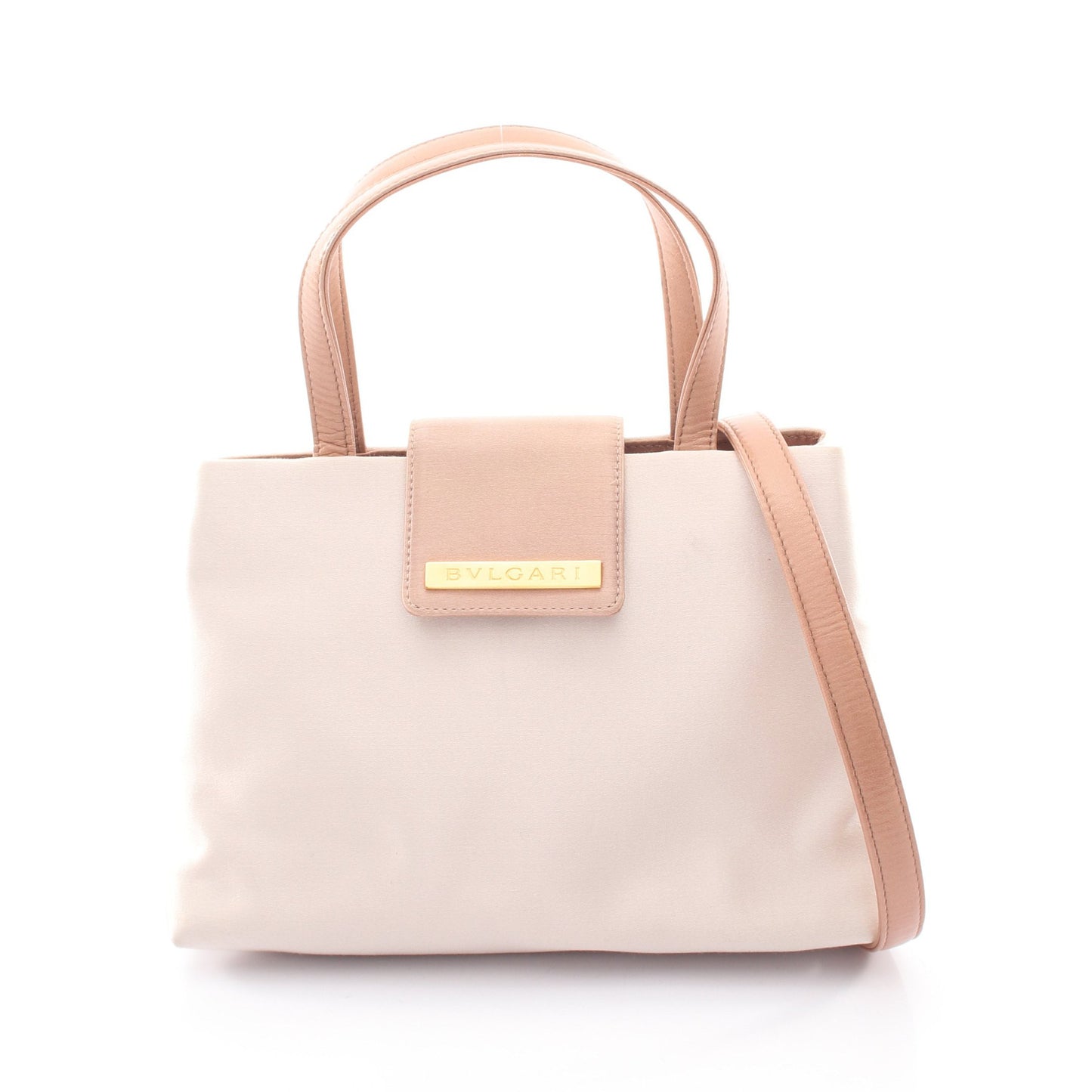 2WAY ハンドバッグ サテン レザー ライトピンク ピンクベージュ ブルガリ バッグ BVLGARI