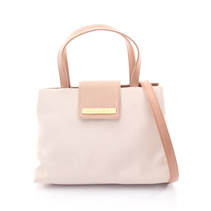 2WAY ハンドバッグ サテン レザー ライトピンク ピンクベージュ ブルガリ バッグ BVLGARI