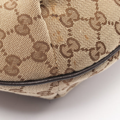 GGキャンバス ショルダーバッグ キャンバス レザー ベージュ ダークブラウン マルチカラー グッチ バッグ GUCCI