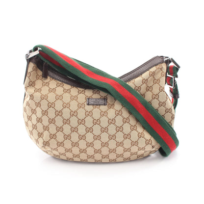 GGキャンバス ショルダーバッグ キャンバス レザー ベージュ ダークブラウン マルチカラー グッチ バッグ GUCCI